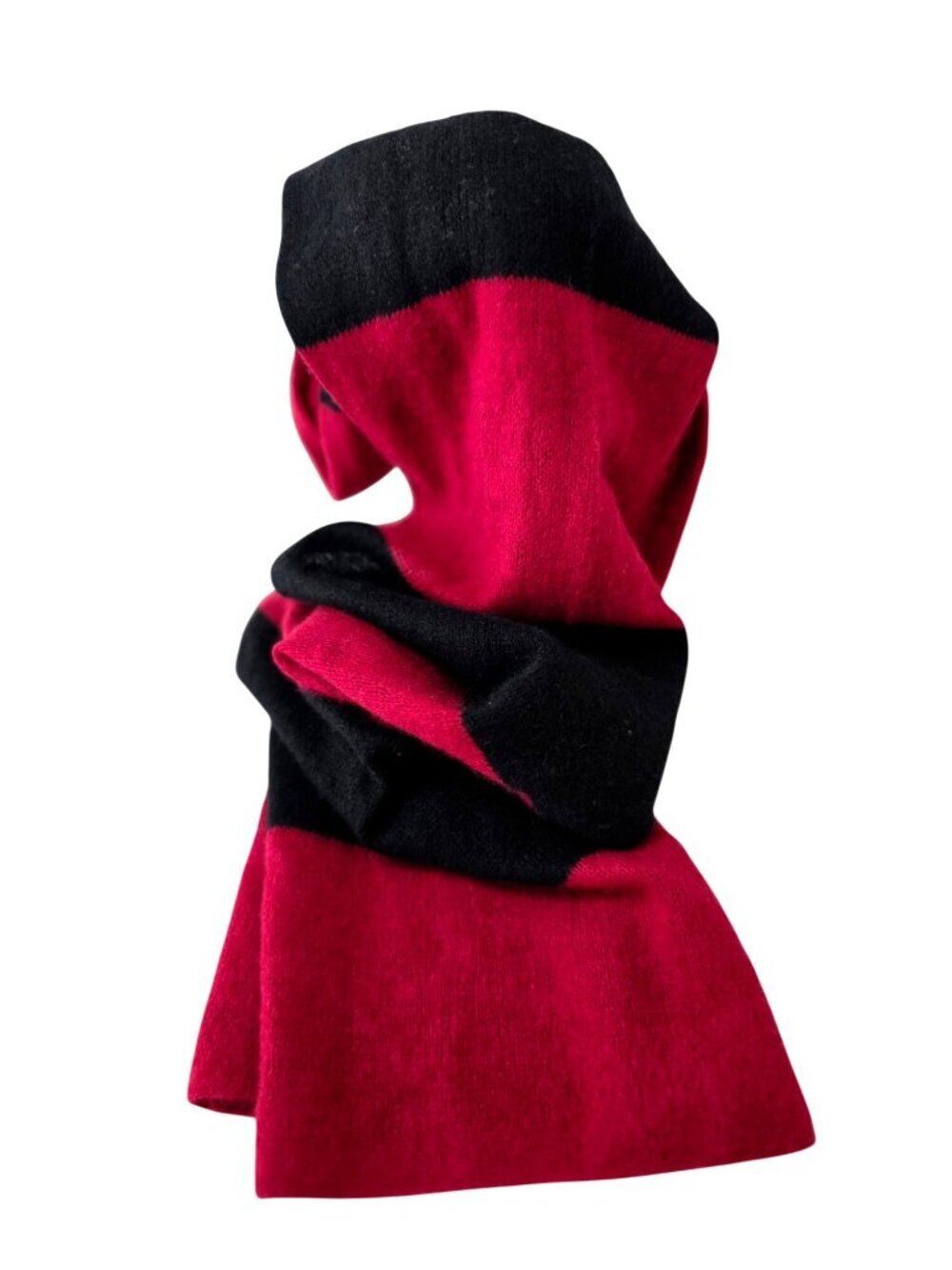 Hannah Rose Cashmere Scarf Fushia Black Colorblock Soft Luxury Wrap 78x12